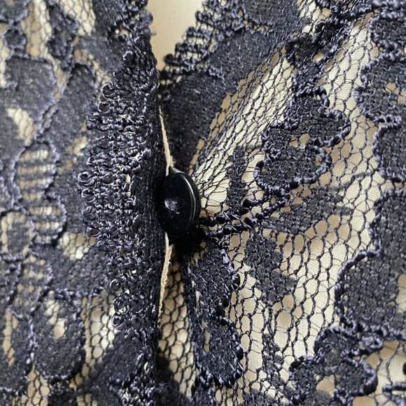TALBOTS Black Lace Top Size 6 Evening Blouse Womens Light Cardigan Jacket - Picture 14 of 15